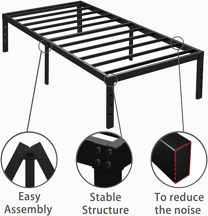 18 Inch Twin XL Bed Frame Metal, Platform Bed Frame Twin XL Size, Easy Assembly, Heavy Duty, No Box Spring Needed
