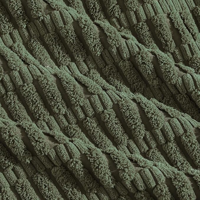 Fancy Homi 2 Packs Boho Olive Green Decorative Throw Pillow Covers 18x18 Inch for Couch Bed Sofa, Rustic Modern Farmhouse Home Decor, Soft Plush Corduroy Cute Square Cushion Case 45x45 cm