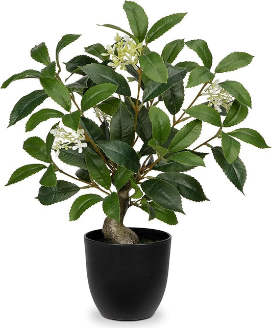 Briful 16.5'' Fake Plants Faux Laurel Bay Tree in Black Pot Realistic Greenery Artificial Plants Indoor Houseplant for Home Decor Farmhouse Bathroom Living Room Wedding Table Centerpieces