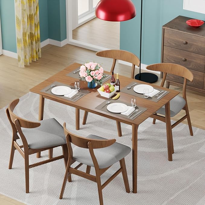 FDW 47 Inches Dining Table, Dining Room for 4 People, Small Rectangular Table for Kitchen, Quick Assembly, Small Spaces Modern Home Furniture Dinner Table, Natural