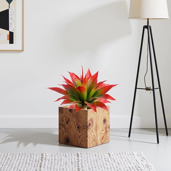 Artificial Agave 22" Faux Agave Fake Greenery Outdoor Artificial Plant Fake Plant for Indoor Home Decoration Plastic Plant Outdoor Decor Front Porch Decor Simulation Plants (Red 2Pcs) No Vase