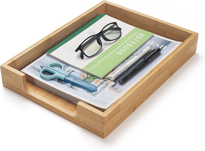 Wood Letter Tray, Bamboo Desk Tray, Wooden Desktop Organizer for Papers, Documents, Magazines, Files