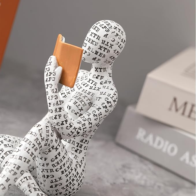 GRAPMKTG Home Decor Pulp Reading Women Thinker Statue Aesthetic Sculpture Room Decor Modern Abstract Decoration on Shelf Table Desk for Living Room Office Bedroom K