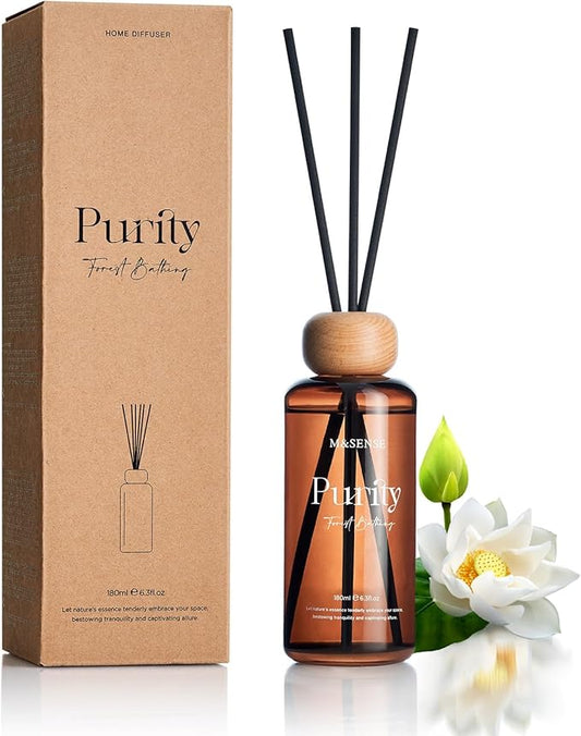 ‌M&SENSE Summer Bathing Reed Diffuser: 6.3 fl oz Fig & Lotus Scented Aroma Set with Light & Subtle Fragrance, Long-Lasting Non-Toxic Natural Essential Oil Diffuser for Office Shelf Decor Small Spaces