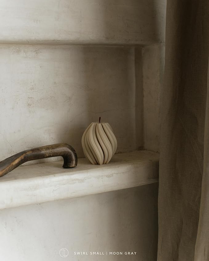 LAWA Swirl Candle - Beautiful Handmade Pillar Scented Soy Wax Twirl Elegant Bubble Aesthetic Candle Housewarming Gift Home Room Shelf Decor Idea Spiral Moon Gray (Small)