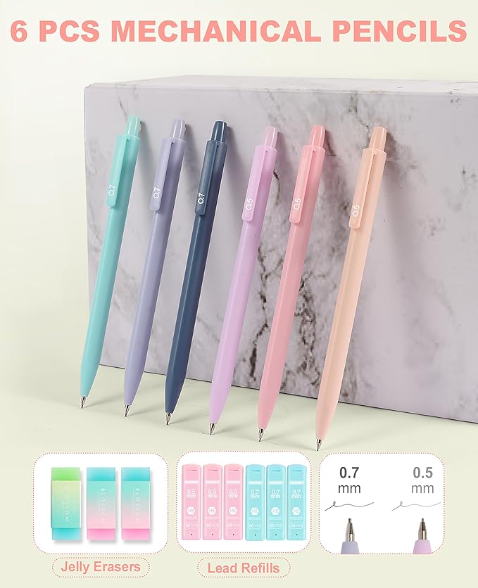 56 PCS Aesthetic School Supplies with Large Pencil Case, 5 Inspirational Ballpoint Pens, 12 Pastel Highlighters, 5 Black Ink Gel Pens, 6 Mechanical Pencils 0.5-0.7mm Student Essentials (Pink)