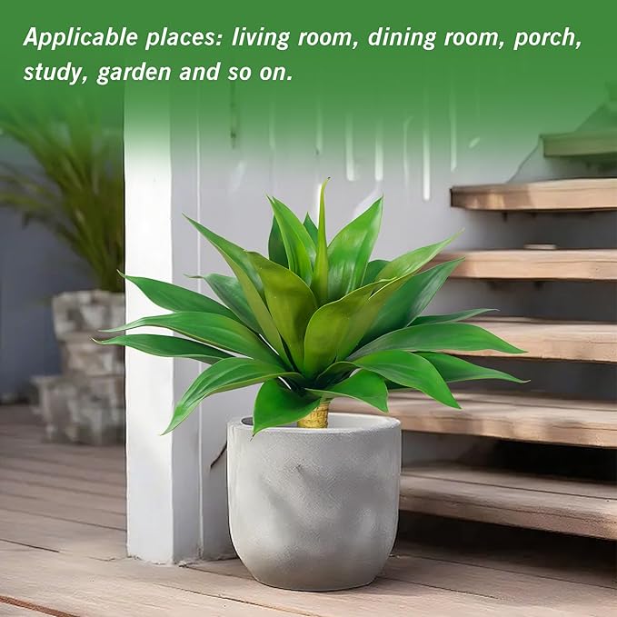 Artificial Flowers for Outdoors Artificial Agave Fake Plants Faux Agave Artificial Plants Outdoor Fake Flowers Outdoor Faux Plants Indoor Uv Resistant Artificial Plants 28''(Green 2pcs)