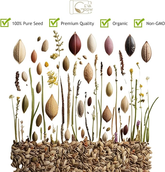 Perennial Wildflower Seeds – GevaGrow 1oz Packet Covers 100 Sq Ft | 20 Species of Non-GMO, Organic Flowers | High Germination, Pure Seed Mix for Outdoor Planting, Gardens, Pollinators & Bees