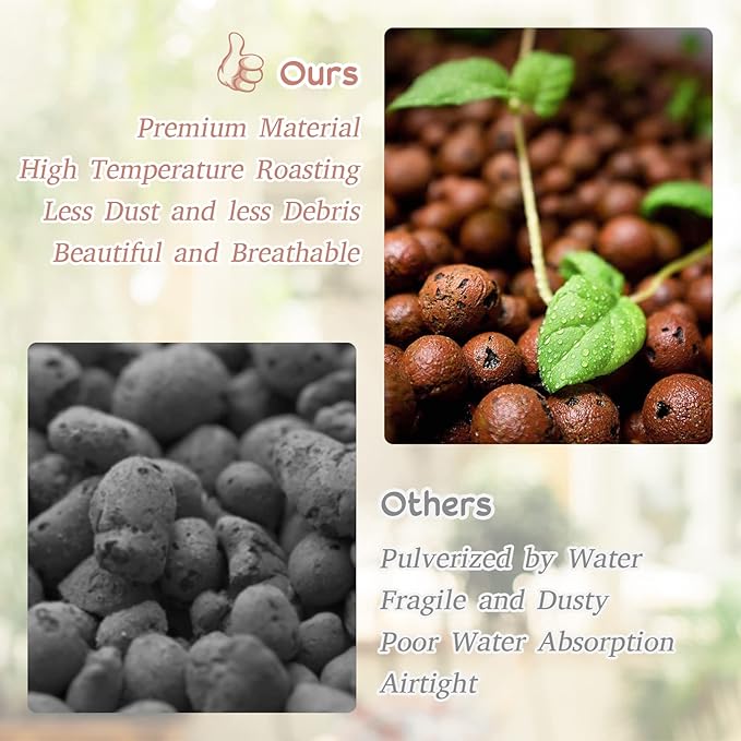 Legigo 8 LB Organic Leca Clay Pebbles for Plants, 4mm-16mm 100% Natural Leca Balls for Indoor Plants, Hydroton Clay Pebbles for Plants Hydroponic Aquaponics Growing Orchid Drainage Terrarium