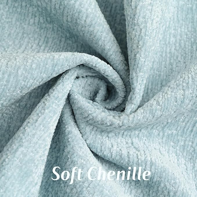 FUTEI Light Blue Chenille Throw Pillow Covers 26x26 Inch Set of 2,Soft Cozy Bound Edge Design Euro Pillow Sham,Home Decor for Couch Bed Living Room