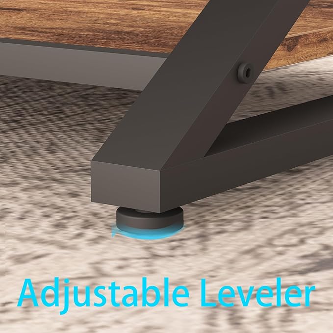 HSH Wood Coffee Table with Storage, Farmhouse Rustic Brown Coffee Table for Living Room, Modern Minimalist 2 Tier Center Table, Simple Rectangle Cocktail Tea Table in Home Office Bedroom, 39 Inch