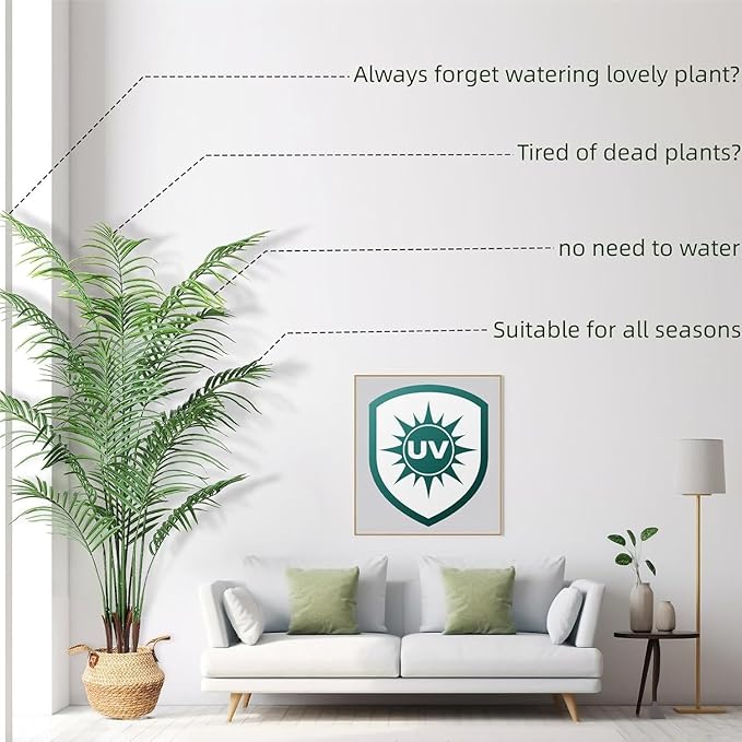 5ft Artificial Areca Palm Plant Fake Palm Tree with 17 Trunks Pre-Potted Artificial Plant with Realistic Moss for Home Office Faux Tree for Indoor Outdoor (5 Feet-2 Pack)