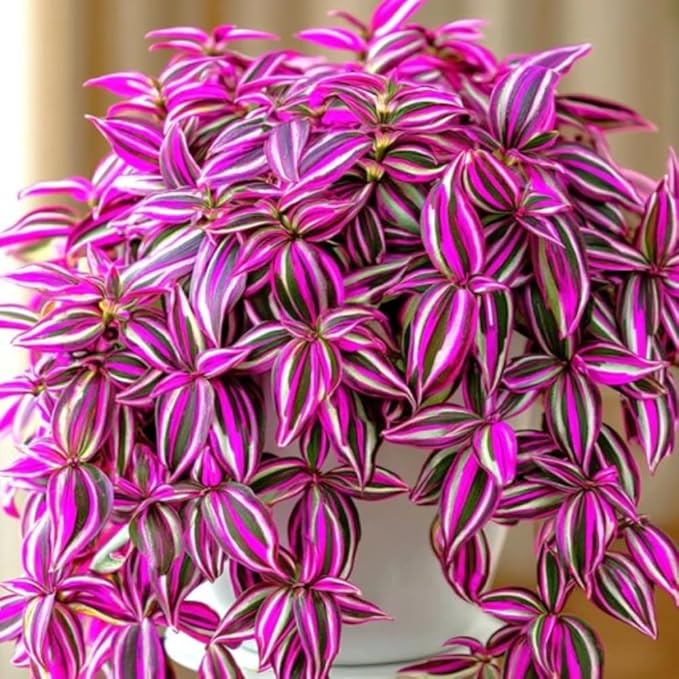 Pink Wandering Jew Live Plant, Tradescantia Zebrina Live Plant Indoors Outdoors, Purple Pink Paradise Leaves, Air Plant for Home and Office, 2" Pot