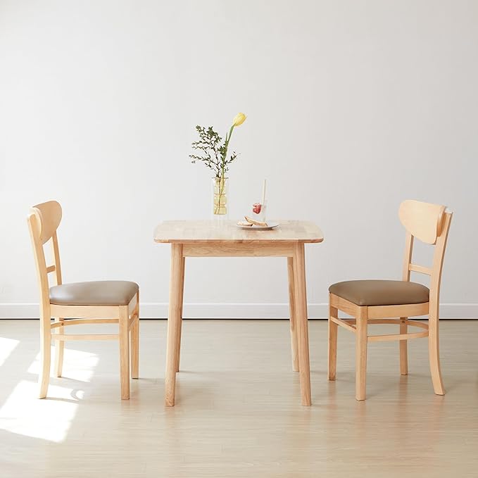 Livinia Aslan 29.5" Malaysian Oak Square Wooden Dining Table/Small Solid Wood Kitchen Desk (Natural Oak)