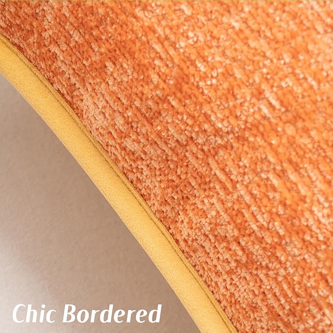 FUTEI Orange Chenille Throw Pillow Covers 18x18 Inch Set of 2,Soft Cozy Bound Edge Design Cushion Case,Home Decor for Couch Bed Living Room