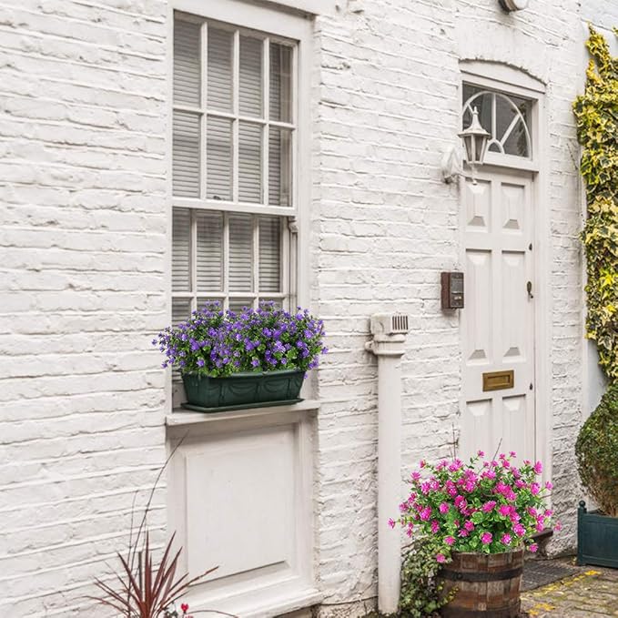 Artificial Flowers, Fake Artificial Greenery UV Resistant No Fade Faux Plastic Plants for Wedding Bridle Bouquet Indoor Outdoor Home Garden Kitchen Office Table Vase 6PCS (Purple)