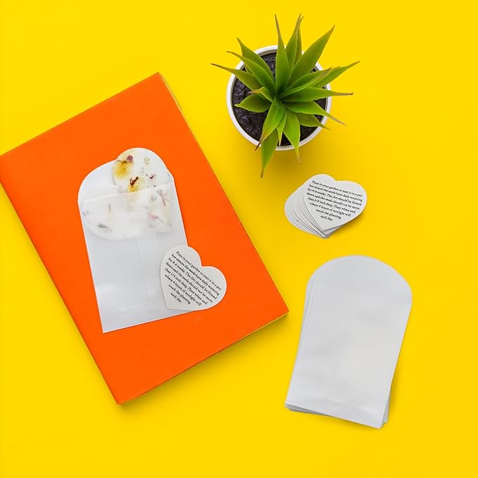 15 Sets of Heart Planting Guide with Glassine Envelopes – Perfect for Seed Paper Products, Wedding Favors, and Gift Sets