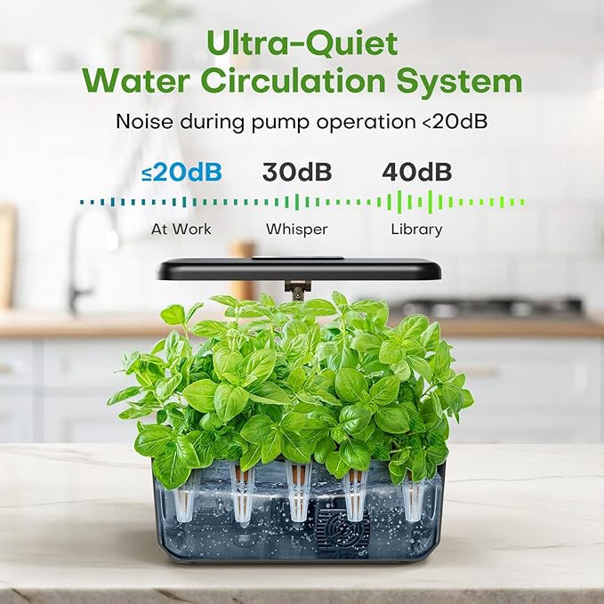 Ahopegarden Indoor Hydroponics Growing System: 10-Pod Smart Garden with Automated LED Light & Efficient Pump for Growing Herbs, Lettuce, Tomatoes - Hydroponic Planter for Home