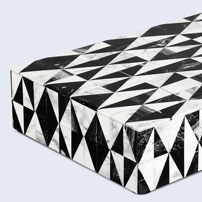 Handicrafts Home Handmade Harlequin Collection Decorative Jewelry Box Organizer – Keepsakes, Trinkets, and Home Decor – Antique Coffee Table Storage, Wedding Memory Box, Farmhouse Style Decor, 12x6x2