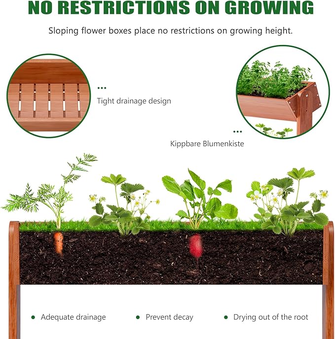 Wooden Vertical Raised Garden Bed, 4 Tier Garden Planters Raised Beds Freestanding Plant Stand Flower Rack Wooden Planter Box for Plants Herbs Flowers Vegetables Outdoor Indoor Gardening