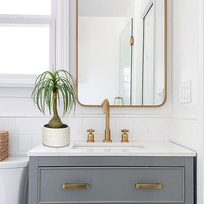 Hollyone Fake Plants Artificial Potted Plants Artificial Ponytail Palm Plant in Pots Faux Bonsai Plants for Office Table Desk Shelf Bathroom Bedroom Greenery Decoration Room Indoor Home Decor