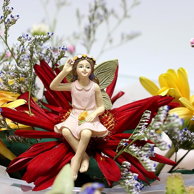 Garden Miniatures Fairies Mini Garden Figurine Set Fairies Statues Without a Stick for Outdoor Garden Yard Lawn Home Decor Lovely Resin Fairy Angel Accessories (5 Pieces)
