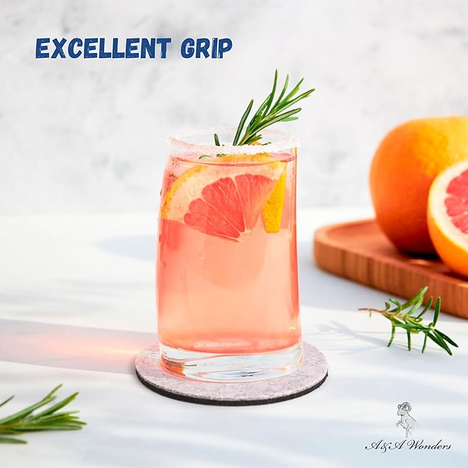 A&A Wonders Premium Felt Coasters for Drink, Two-Tone Reversible, Absorbent Felt Protects Furniture, Table, Anti Slip, Suitable for Drinks & All Table Types (Light Gray/Dark Gray, Circle 6 Pack)