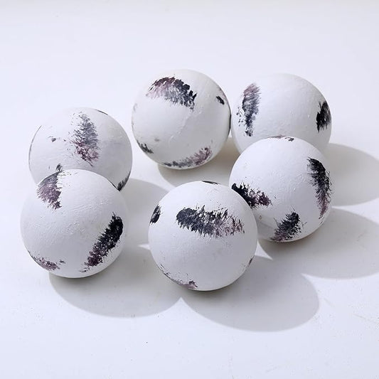Set of 6 Decorative Balls for Dining Table Centerpiece Decor - Decorative Orbs for Centerpiece Bowls - Feather Pattern - 2.6in Coffee Table Decor Ball