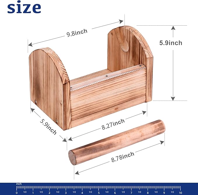 Masking Tape Dispenser - Wood Craft Tape Dispenser for Kids, Multi Tape Dispenser Multi Roll Tape Holder Tape Cutter for Gift Wrapping, Gift for Children Office Home School (Sawtooth)
