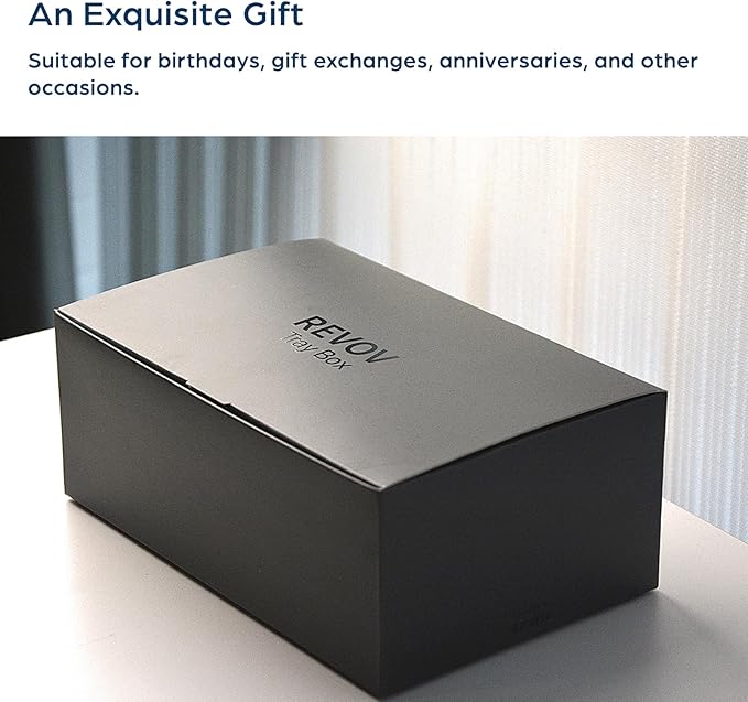 mordeco Revov Tray Box, EDC Valet Tray Box with Authentic Wood Magnetic Rotating Lid, Office Table, EDC Gear Organizer, Home Office, Desk Accessories (Black)