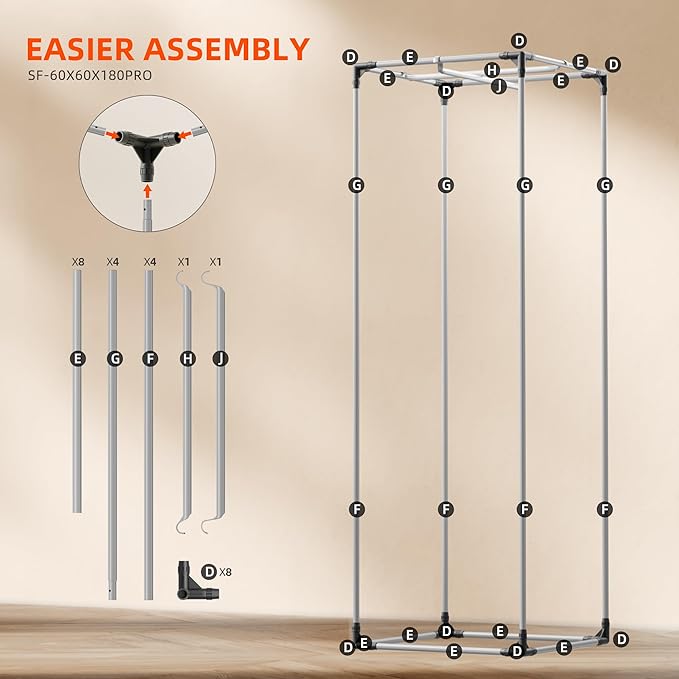 Spider Farmer Pro Series 2x2x6 Grow Tent, 24"x24"x72" with Roll-up Door, Observation Window Floor Tray, 2000D Thicken Mylar Canvas, 2x2 for Hydroponic Indoor Growing for SF1000, SF1000, SE1500, G1500