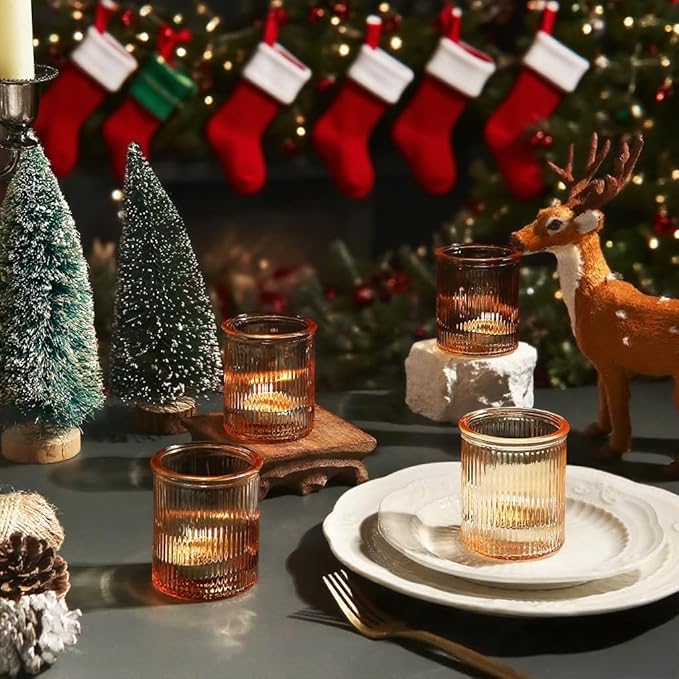 36pcs Gold Votive Candle Holders, Glass Tea Light Candle Holders for Birthday Decor, Candle Votives for Wedding Centerpiece & Home Decor (Gold)