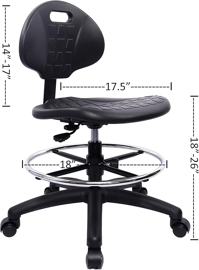 Chair Master - ESD Anti Static Ergonomic Polyurethane Chair Adjustable Height Heavy Duty Easy to Clean for Research, Laboratory and Cleanroom (.Standard Casters, Medium Chair)