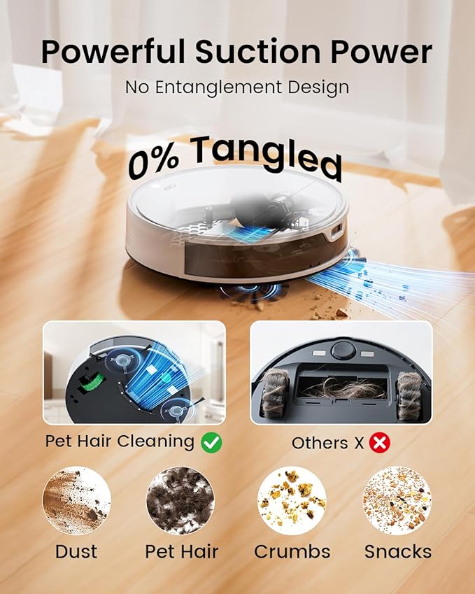 OKP Life Robot Vacuum and Mop Combo K5 Ultra Small Robotic Cleaner with ToF LiDAR Navigation, 6000Pa Suction, WiFi/App/Alexa Control, 170min Runtime, 500ML Dust Box, Ideal for Pet Hair and Home