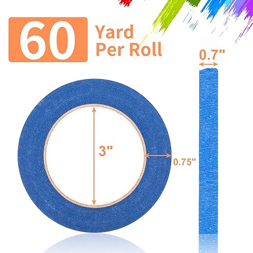 KICNIC Painters Tape 60 Yards, Blue Tape, Removable Masking Tape for Painting, Classroom, Wall, Art Supplies (1 Roll, 0.7in x 60yd)