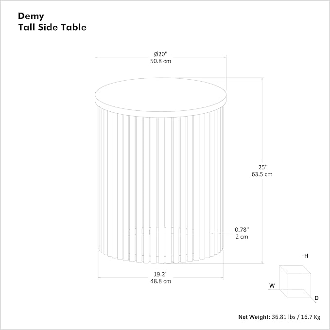 SIMPLIHOME Demy 20 inch Wide Tall Side Table in Natural Solid Mango Wood/Black Metal, Slim Round Accent Table for Living Room, Bedroom, or Entryway, Industrial Style Assembled