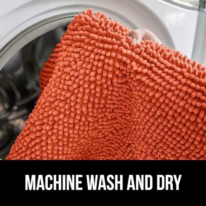 GORILLA GRIP Bath Rug Mat 60x24, Thick Soft Absorbent Chenille, Quick Dry Microfiber Mats, Rubber Backing Washable Shower Floor Rugs, Bathmat Runner, US Designed Bathroom Home Decor Accessories Coral