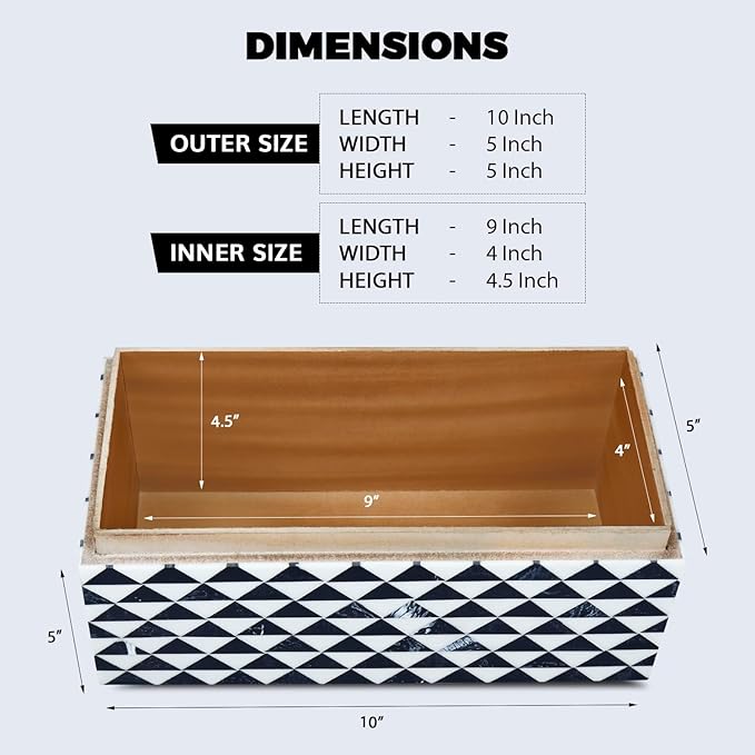 Handicrafts Home Handmade Marquet Prism Collection Decorative Jewelry Box Organizer – Keepsakes, Trinkets, and Home Decor – Antique Coffee Table Storage, Memory Box, Farmhouse Style Decor, 10x5x5