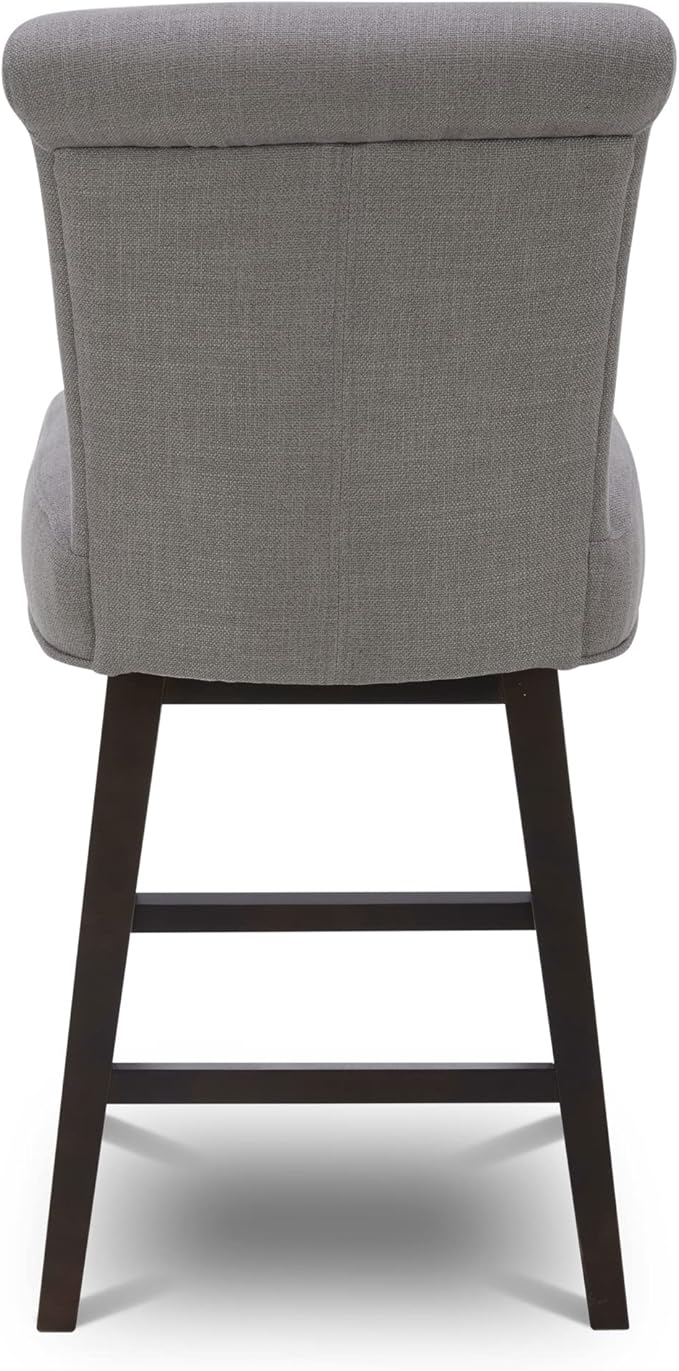 CHITA 26 Inch Counter Height Swivel Bar Stools Set of 4, FSC Certified Modern Fabric Swivel Barstool Chair with Back, Flint Grey