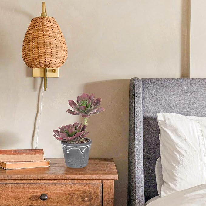 Hollyone Large Artificial Succulent Plants - Fake Agave Succulent in Vintage Cement Pot - 13" Faux Plant for Desk, Home, Office, Living Room, Table, Shelf Decor