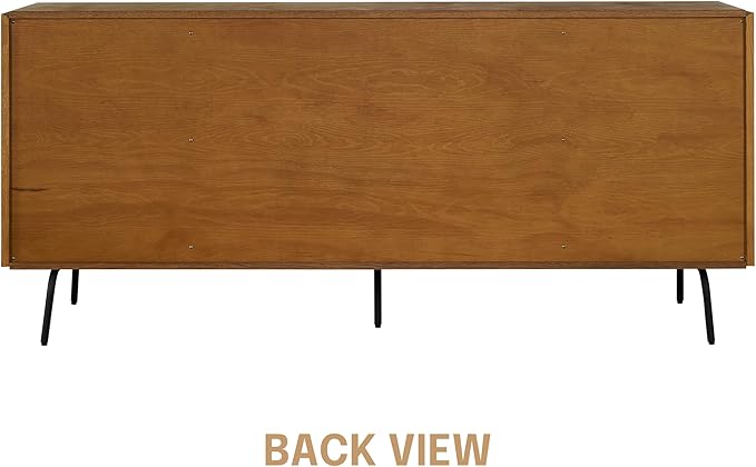 NTC Veil Sideboard with 2 Doors and 3 Drawers, Buffet Cabinet with Vertical Groove Design and Metal Legs, Storage Cabinet for Living Room, and Entryway, Effortless Assembly - Rustic Oak