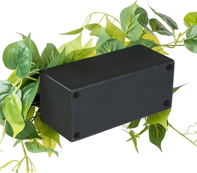 MyGift Vibrant Lifelike Artificial Plant Pothos Leafy Vine Greenery in Black Concrete Rectangular Planter Box