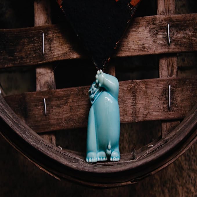 Ceramic Fengshiyeh Statues Set, Traditional Culture Figurines, Handcrafted Porcelain Decor for Home Office, Lucky Guardian Lions Sculptures as Unique Gift (1, Luck Lion F)