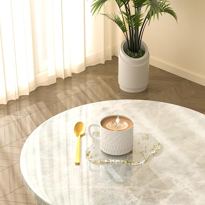 Acrylic 2Pcs/Set Coaster Decorative Plates,Gold Bar Drink Coaster, Clear Cloud Shape Coffee Cup Coaster, Perfect for Tabletop Protection and Accessories Display.(Gold)