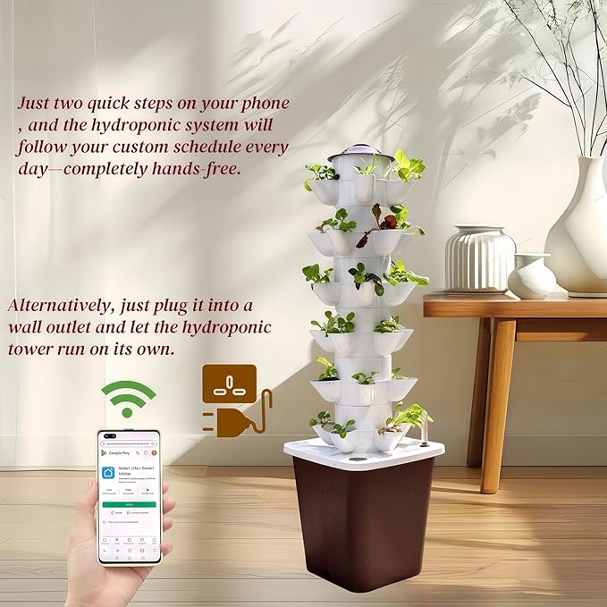 Hydroponics Growing System kit, Vertical hydroponic Garden ，Outdoor Indoor hydroponics Growing System，Lettuce Grow Tower,Pump System, Auto Timer, 30 Pods,Gardening Gift