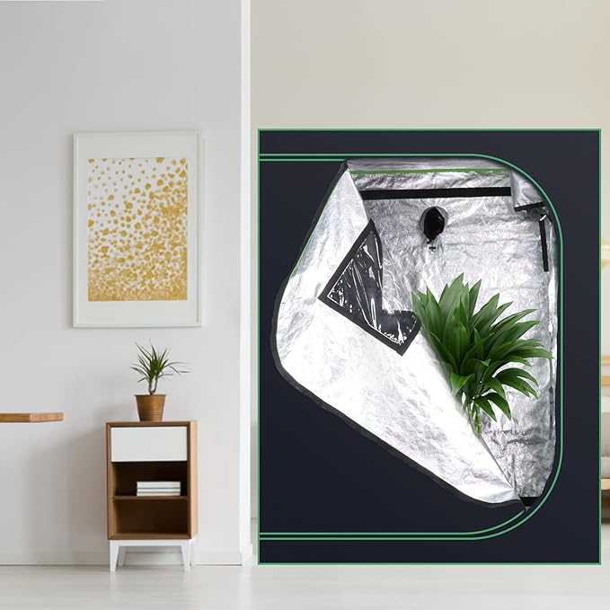48''x24''x60'' Grow Tent Hydroponic Higher Density 600D Mylar Reflective Indoor Plant Greenhouse Growing with Observation Window and Removable Floor Tray for Flora Vegetables Flower