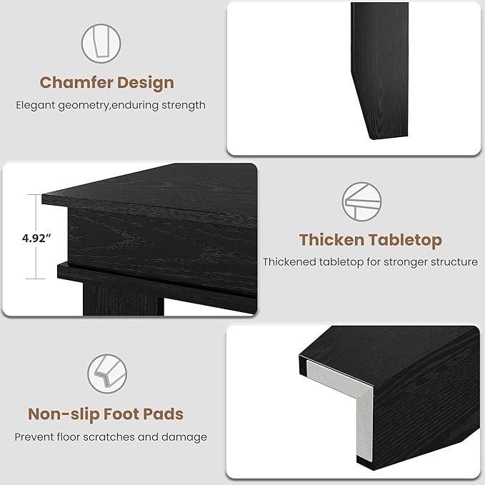 GarveeHome Farmhouse Dining Table for 6-8 People, 71" Long Black Kitchen Tables with Wooden Sturdy Frame, 6 Ft Large Rectangular Dinner Table for Living Room, Kitchen, Dining Room