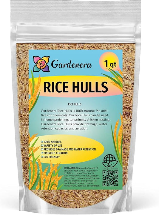 Natural Rice Hulls - Eco-Friendly Mulch and Soil Amendment for House Plants and Chicken Bedding - 1 Quart