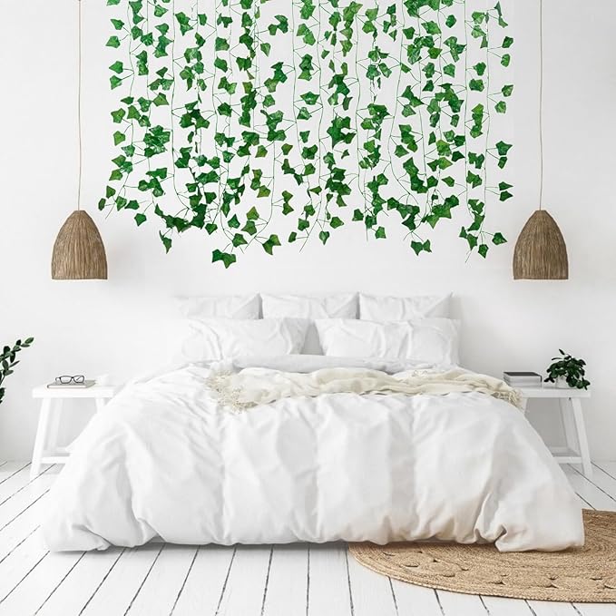 Fake Vines for Room Decor(72Pack518Ft) Aesthetic Artificial Plant Ivy Leaves Hanging Greenery Garlands for Home Bedroom Wall Wedding Christmas Party Office patio Indoor, Outdoor Garden Décor