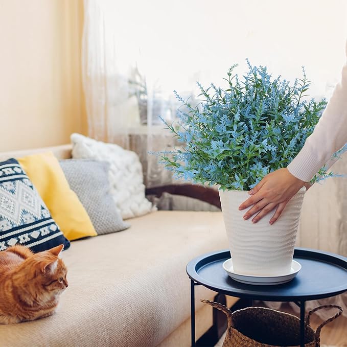 Blue Artificial Flowers for Outdoor Faux Outdoor Flowers Artificial Flowers That Look Real Outdoor Fake Flowers Outdoor Flowers Artificial for Porch Artificial Lavender Flowers for Outdoors(Blue)